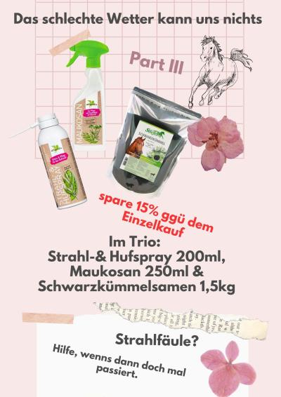 Bense & Eicke Strahl- & Hufspray 200ml + Maukosan 250ml +Stiefel Schwarzkümmelsamen 1,5kg